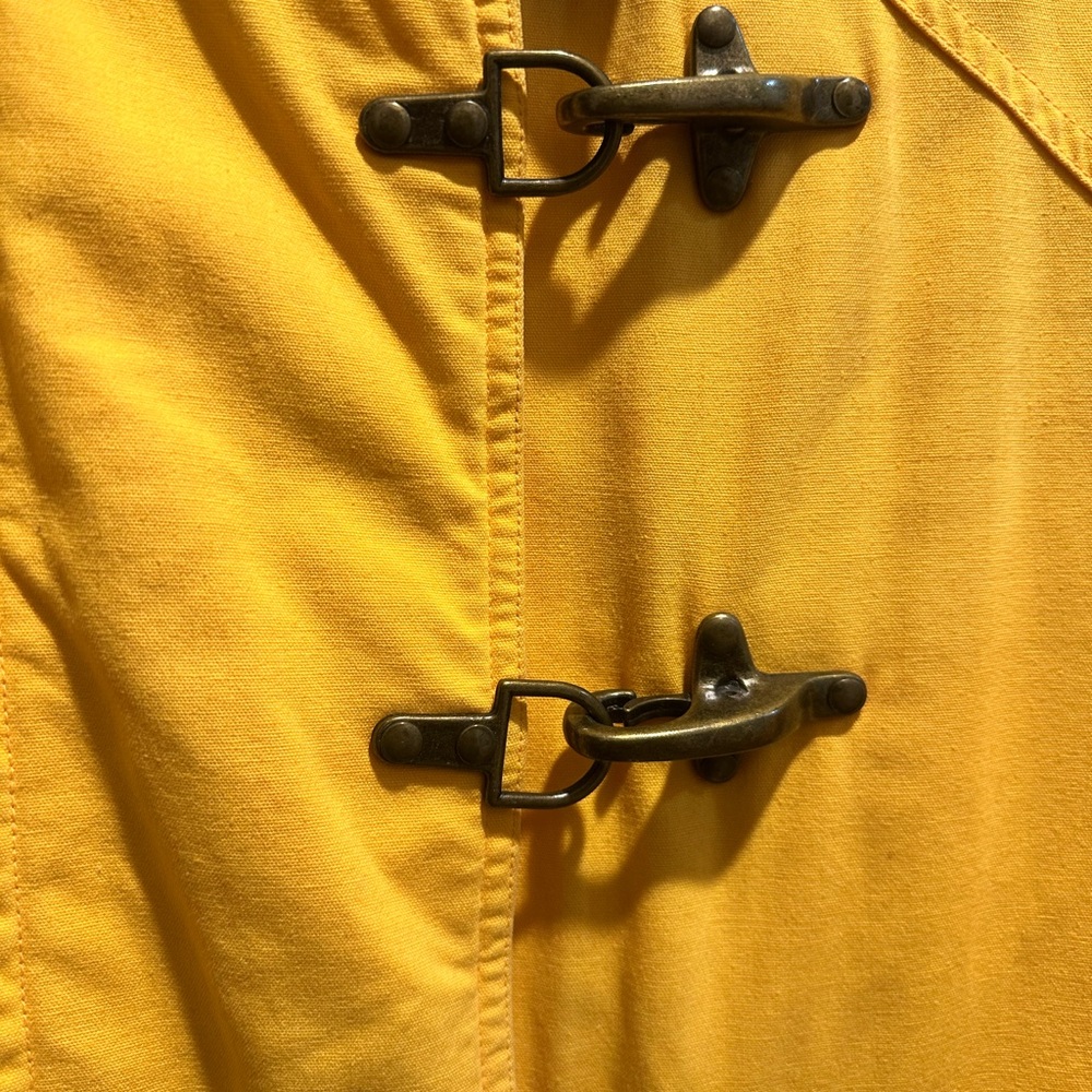 Source Unknown Yellow Field Jacket With Brown Col… - image 2